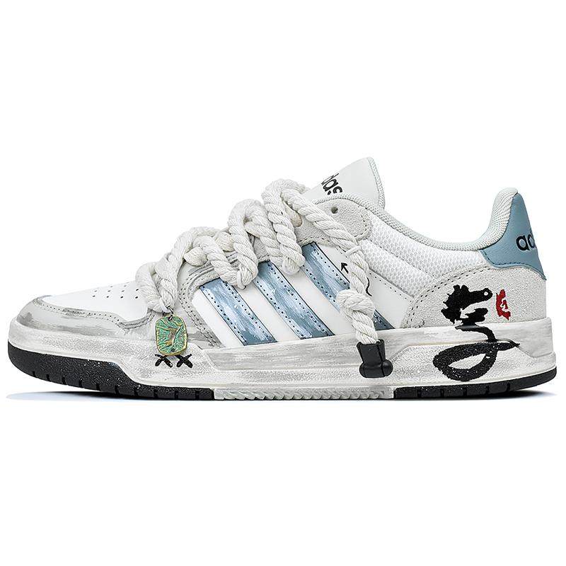 Adidas Neo Entrap Slip Resistant Abrasion Resistant Low top Skateboard Shoes Unisex White Cyan JI2546(Team1676-) 36