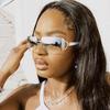 Frameless Diamond-Studded Snow Sunglasses for Women, Y2K Glasses, Trendy Cool Tech-Feel Cyberpunk Sunglasses