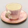 Ichikyu Mino ware coffee bowl plate colored checkered pink 580-01