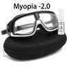 Lunettes de Natation Myopie -1,5 à -10,0 Dioptries, avec Spray Anti-Buée, Protection UV Sangle Réglable pour Hommes Femmes