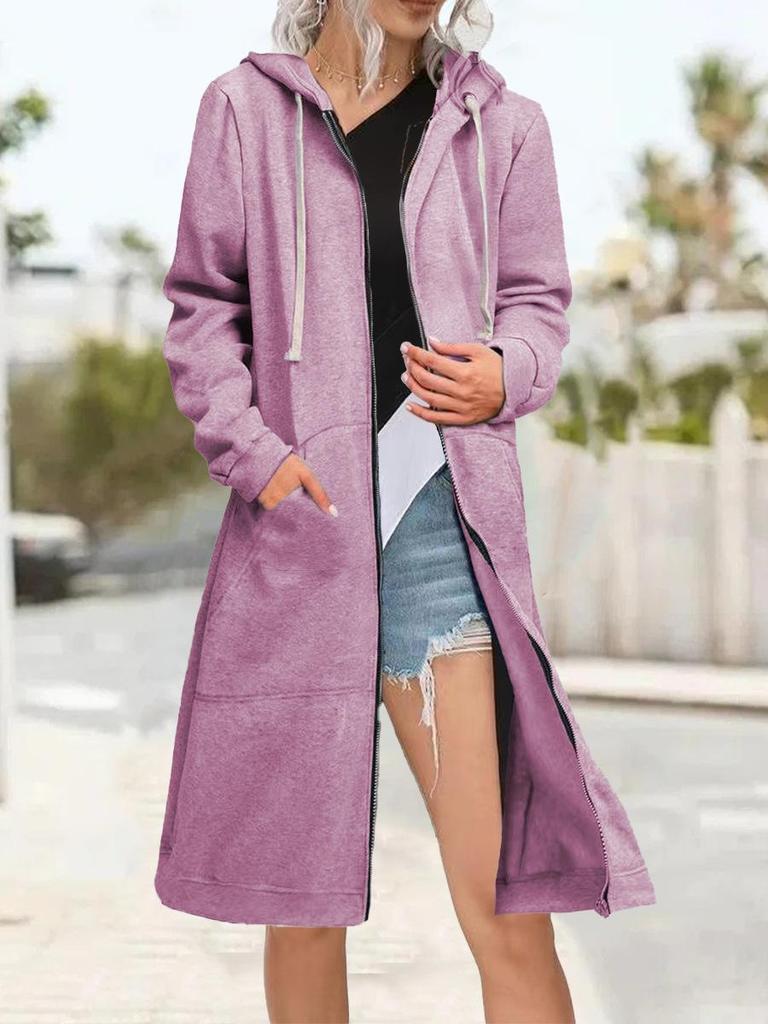 Plus Size Hoodies for Women Casual Full Zip Hoodies Women's Long Hoodies Loose Sweatshirts With Pockets