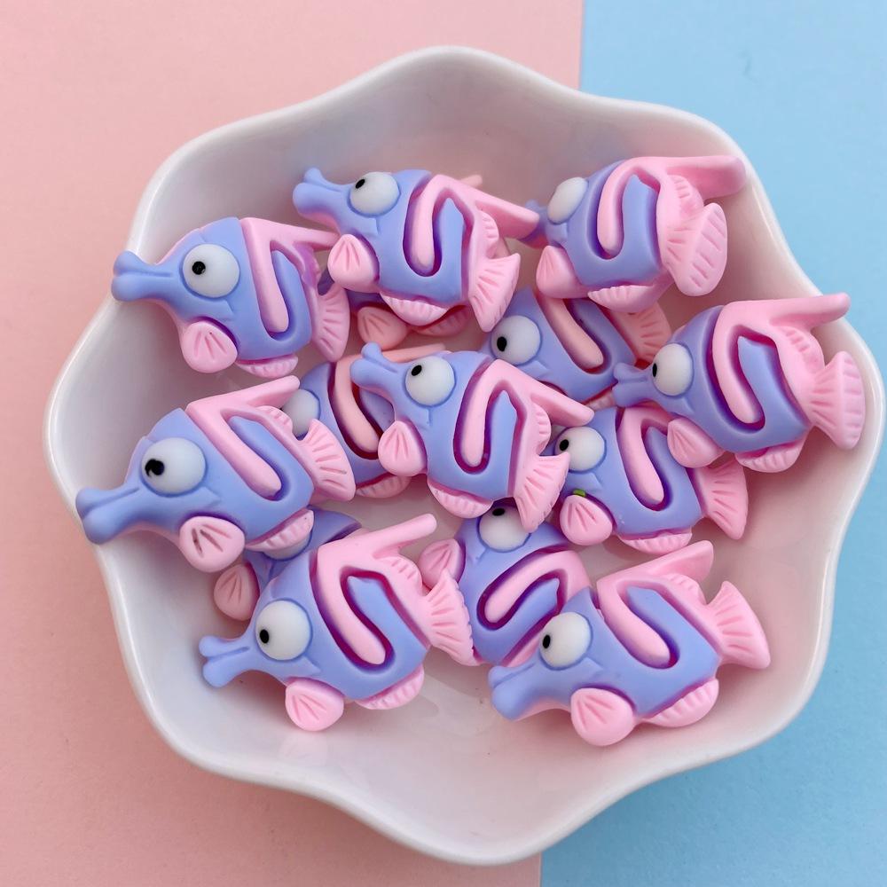 20Pcs New Cute Resin Crab, Lobster, Fish Ocean Series Flat Back Parts Embellishments For Hair Bows Accessories