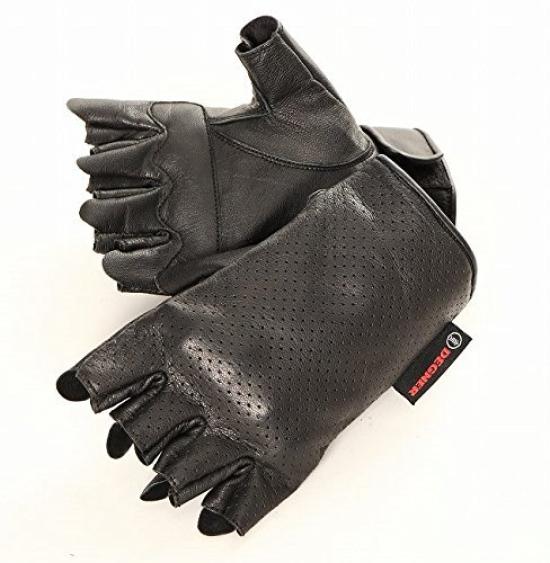 DEGNER Mesh Leather Half Gloves for Motorcycles, Black, Large, TG-31MH BK/L