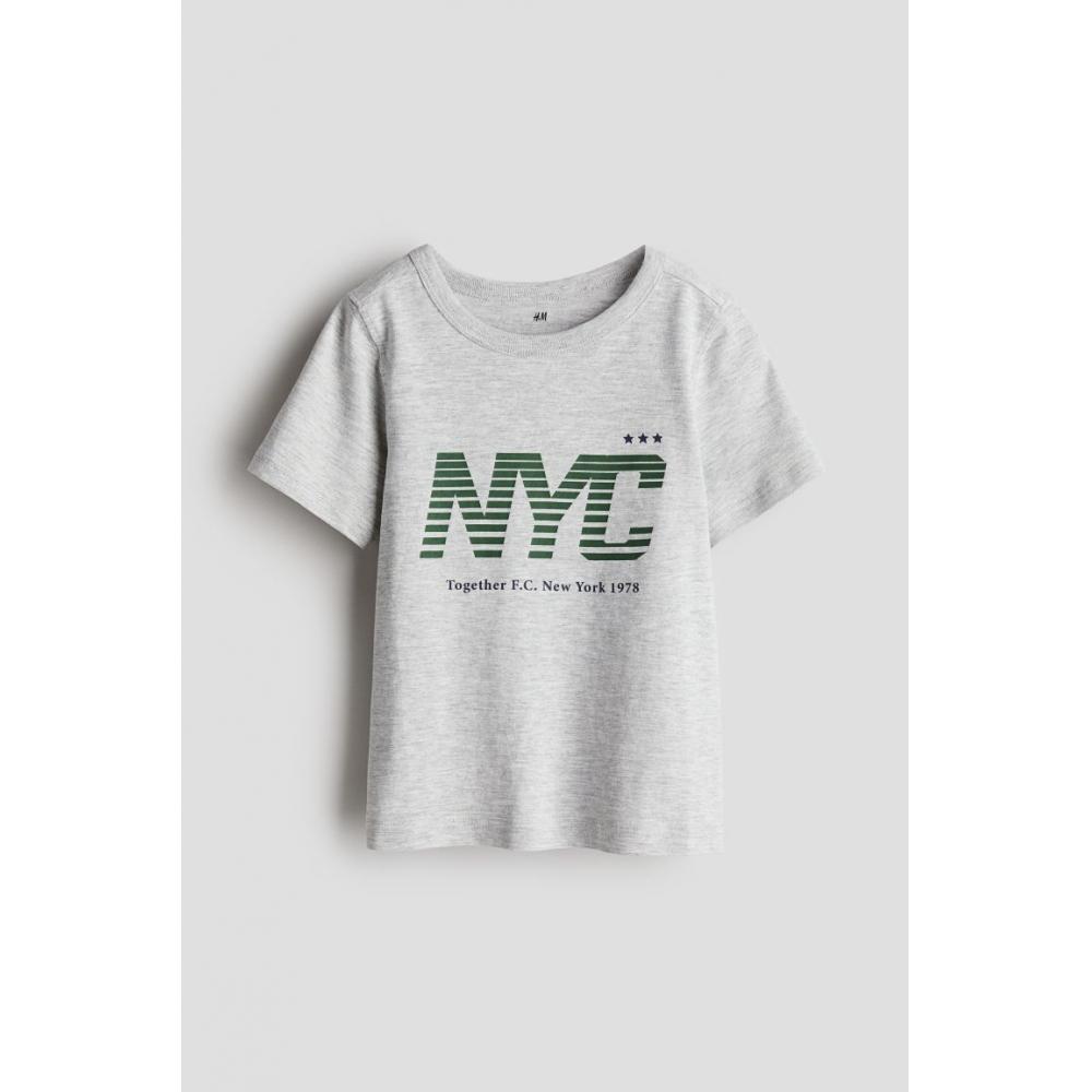 

Футболка из хлопкового джерси HM Light Grey Melange NYC