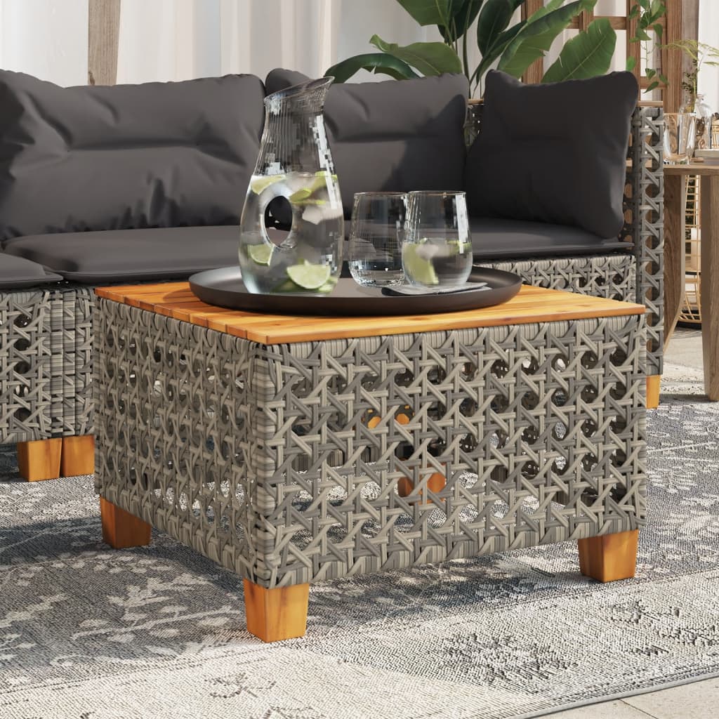 Vidaxl Gartentisch, Grau, 55X55X36 Cm Rattan-PE Und Akazienholz