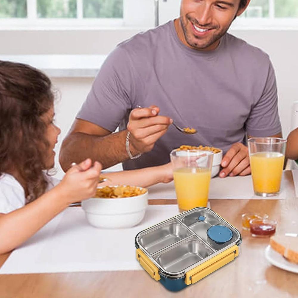 304 Lunsjboks i rustfritt stål med servise for voksne barn Lekkasikker lunsjbeholder Bærbare rister Bento Box Matbeholdere