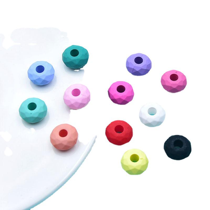 Geometric Facet Rubber Paint Beads & Wheel Abacus for DIY Jewelry Bracelet Accessories