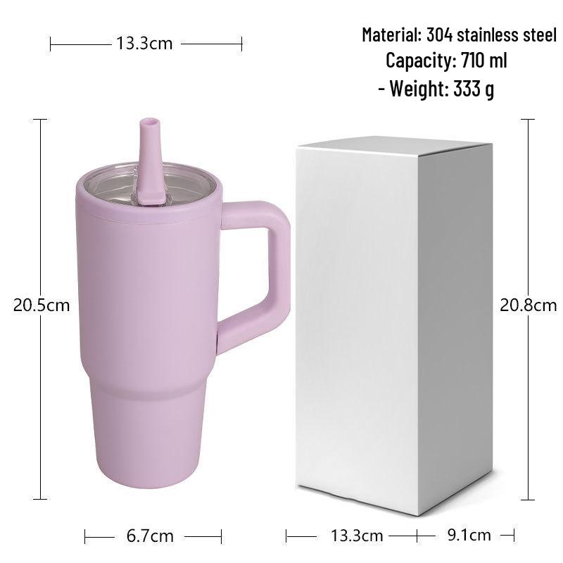 Popular 710ml Insulated Stainless Steel Water Bottle with Straw Lid & Handle