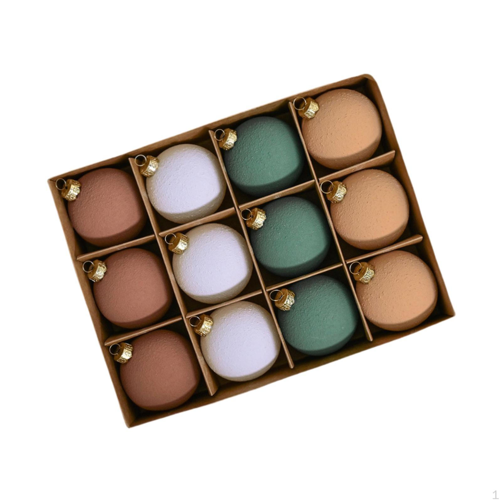 

12 шт. Рождественские шары, украшения для елки, легкие украшения для самостоятельного рождественского декора Brown Green Orange