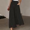 Sommer Damen Weitbeinige Hosen, Elastischer Bund, Weitbeinige Hochtaillierte Lange Culottes