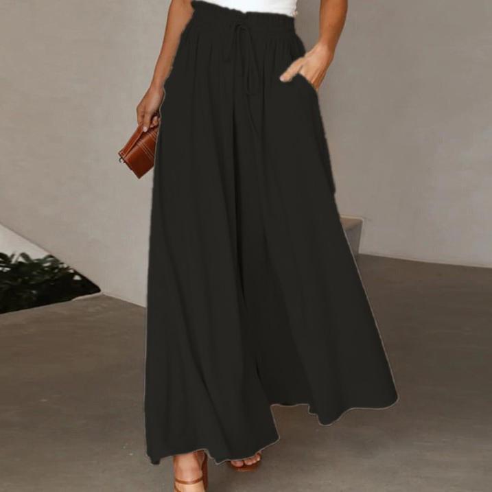 Sommer Damen Weitbeinige Hosen, Elastischer Bund, Weitbeinige Hochtaillierte Lange Culottes