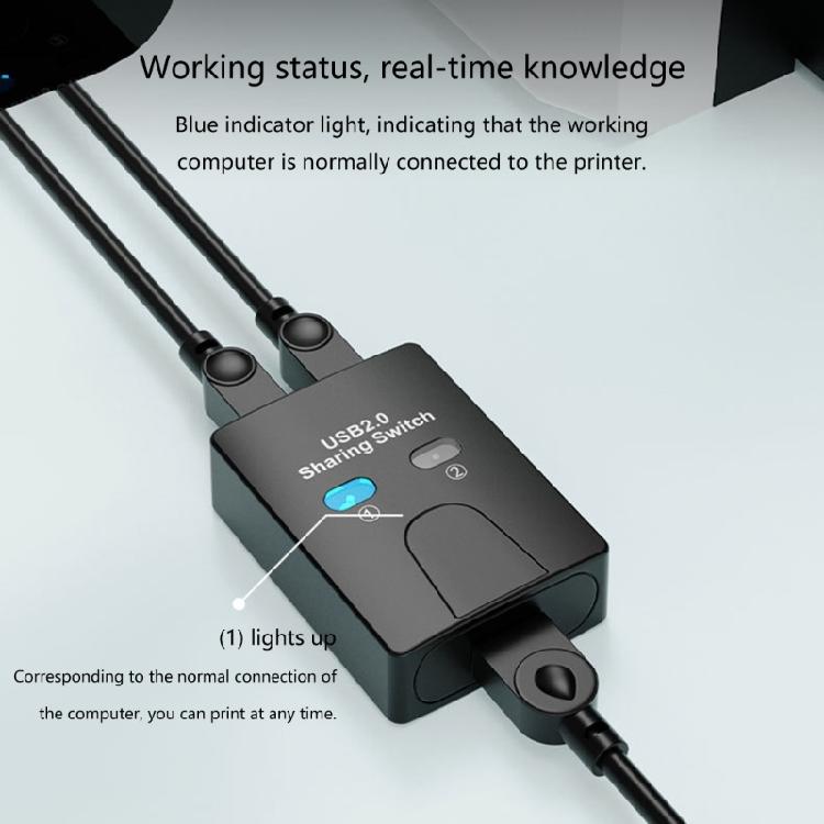 USB2.0 Manual Switching Hubs Printer Sharing Device 2 In 1 Out USB Selectors KVM Hubs Adapter