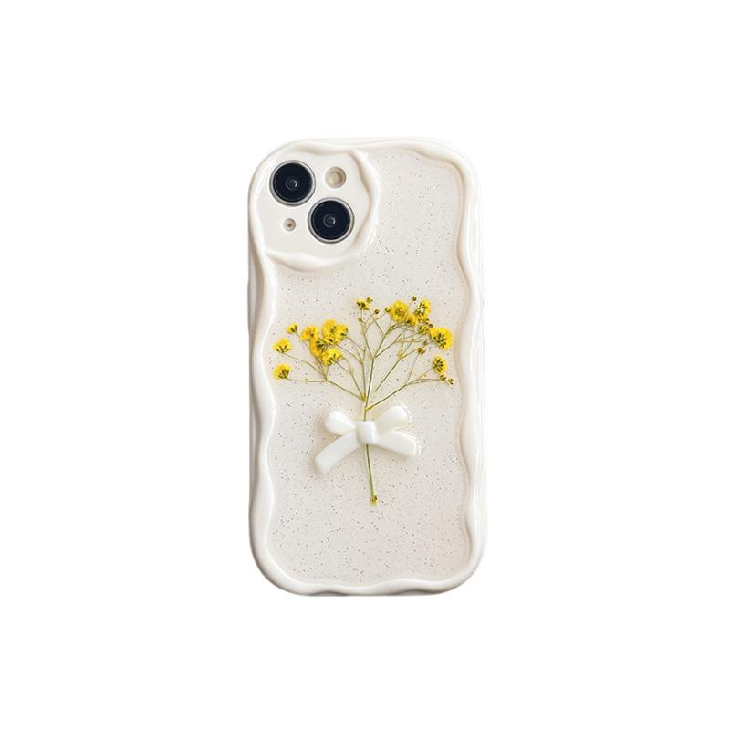Custodia per Cellulare Fiore con Fiocco per Apple 17 Promax Trasparente Glitter Ins Style per IPhone 16 Silicone Morbido