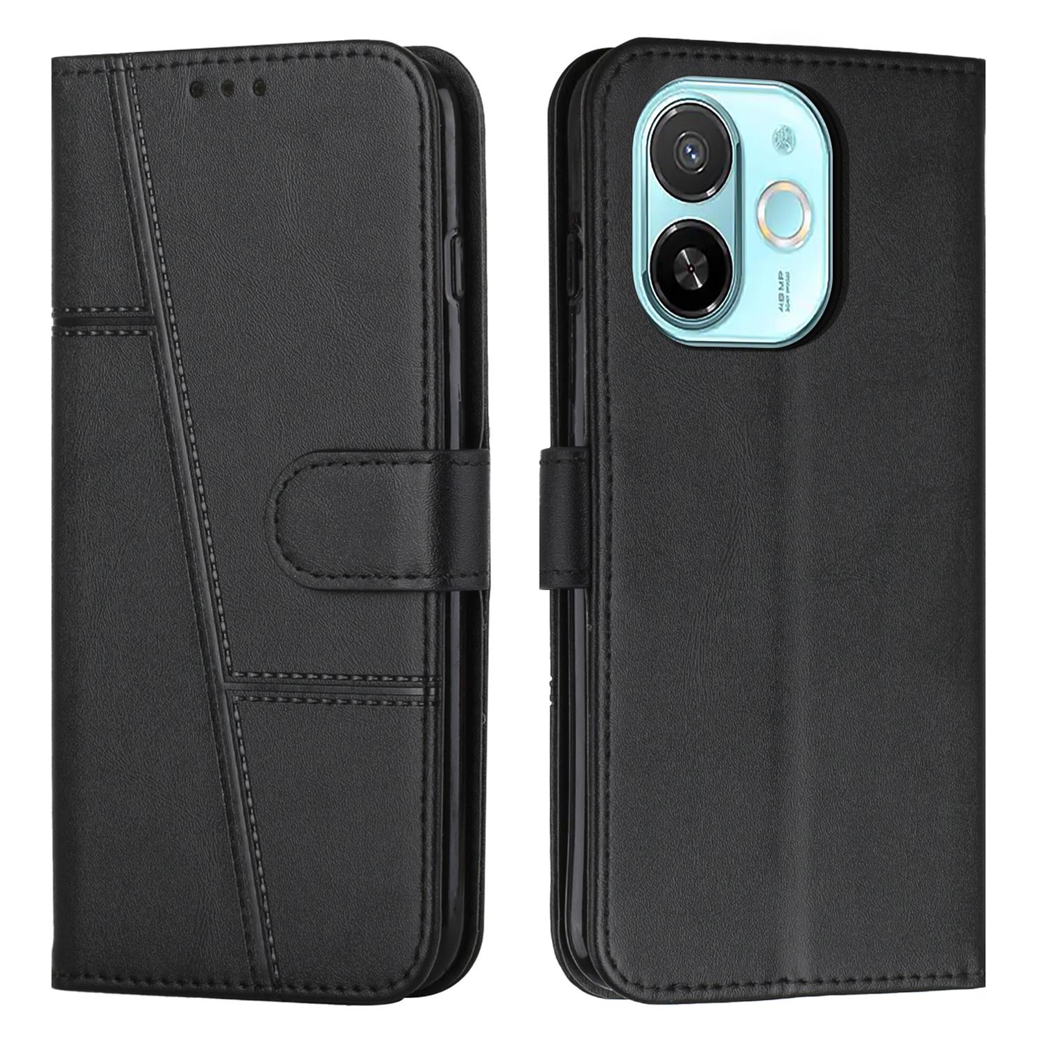 

For TECNO Spark 30C 5G/Pop 9 5G Case Leather Stand Protective Phone Cover Black