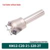 KM12 Right-Angle Milling Arbor with R0.8 Cutter Head, C20 Straight Shank, and C16 R5 Head for Turret Milling Machine