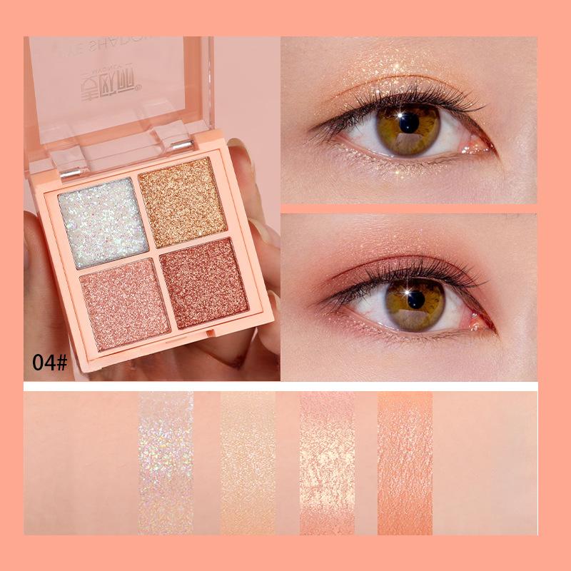 Four-color Eyeshadow, Earth-colored Eyeshadow Palette, Pearlescent Matte, Non-removing Makeup, Cosmetics