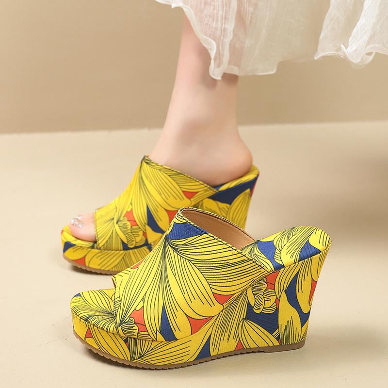 

Fashion 2025 New Summer Women Anti-slip Platform Sandals Comfort Wedge Beach Sandals Slip on Designer Shoes for Women Zapatos De Mujer 35 жёлтый