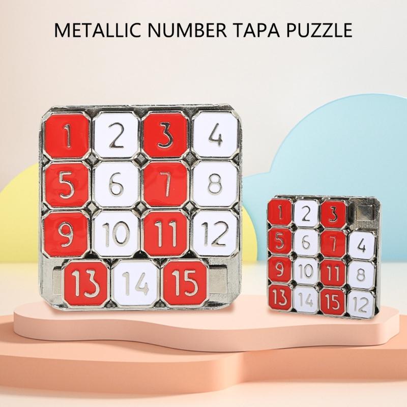Compact Metal Number Slide Puzzle Portable Travel Game For Family Fun And Learning