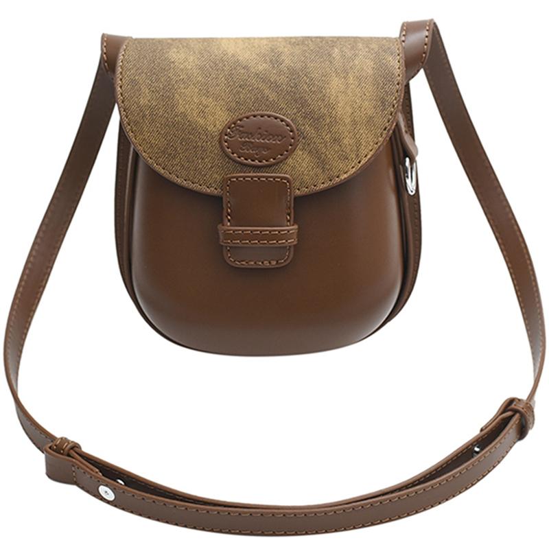 Modetrends Kleine Satteltasche für Damen im Winter, neue Farbkontrast-Design-Handtasche mit einzelner Schulter, Umhängetasche