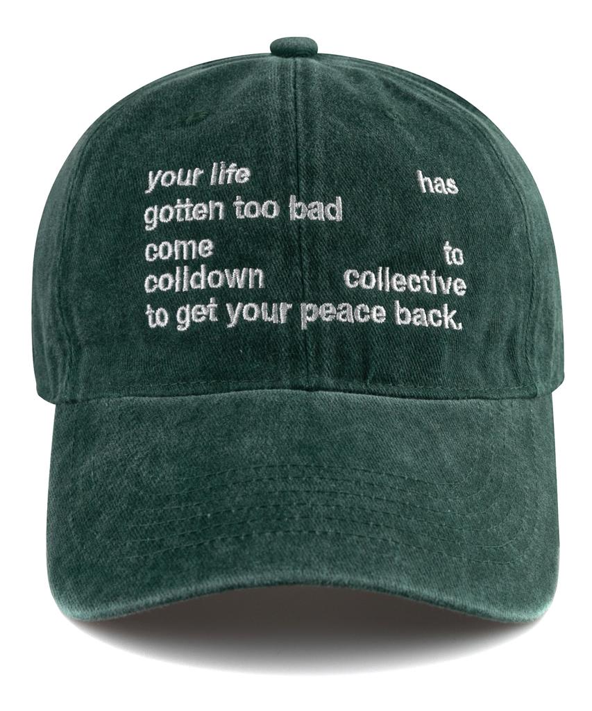 Bichiseuaenkeulim Your Life Stone-Washed Ball Cap-Green