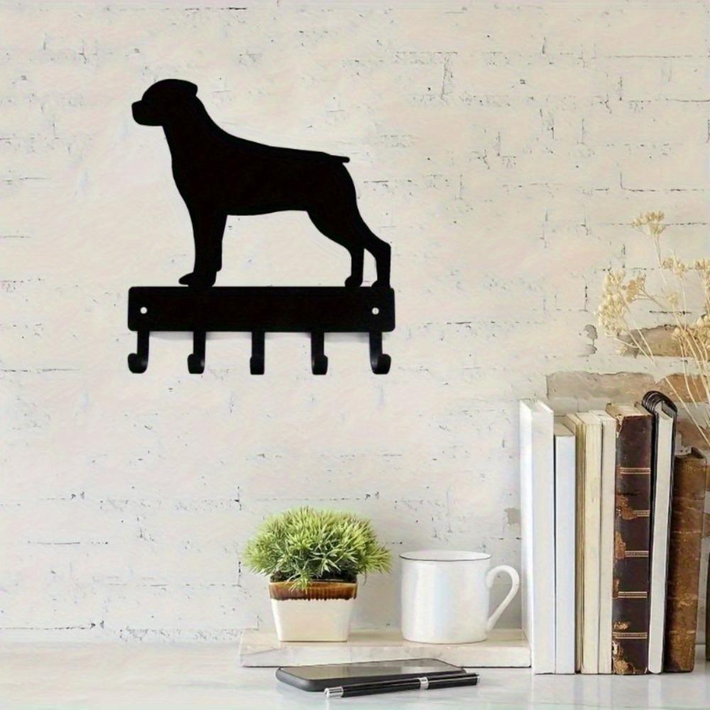 Rottweiler Metal Wall Art Key Holder Dog Leash Hanger Iron Decor