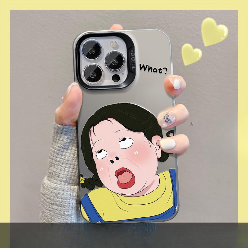

Подходит для чехла для мобильного телефона Apple 15 Iphone14 Смешная надутая девушка Подставка 13promax Цвет Серебристый Матовый Высококлассный iPhone 6s Plus