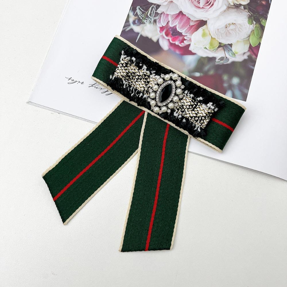 New Fabric Bow Rhinestone Pearl Brooches for Women Shirt Dress Collar Pins Elegant Fashion Accessories Jewelry Gifts
