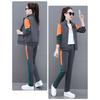 Fashion Colorblock Open Cardigan Women Two Piece Sport Set Slim Fit Long Sleeve Casual Activewear Korean Style Workout Suit
