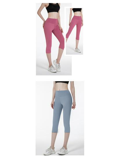 Women's High Waist Elastic Yoga Pants - Breathable, Sweat-Absorbent, 7/8 Length for Spring/Summer