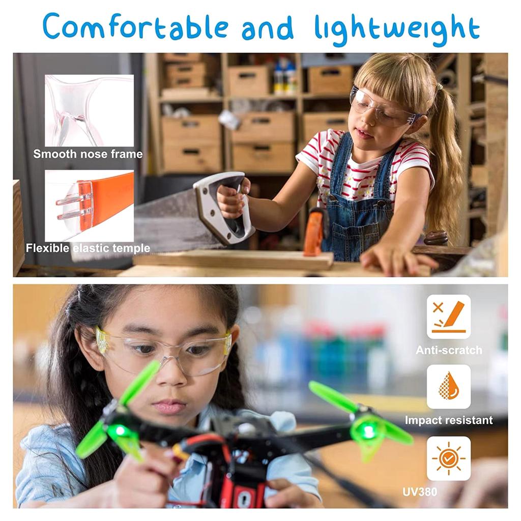 10pcs Childrens Protective Glasses Light Weight Scratch Resistant Eyewear Kids Windproof Safety Glasses Goggles