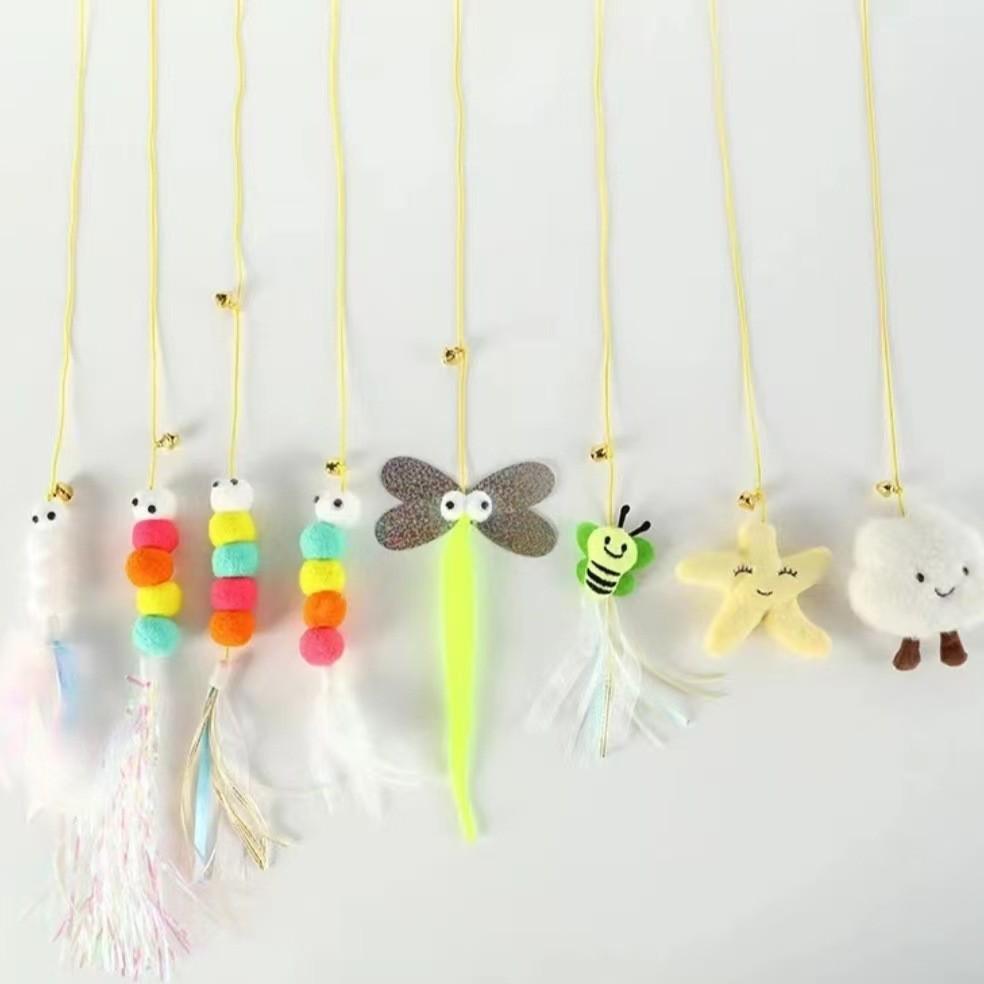 Kitten Door-Hanging Swing Teaser: Elastic Feather and Bell Toy for Self-Entertainment