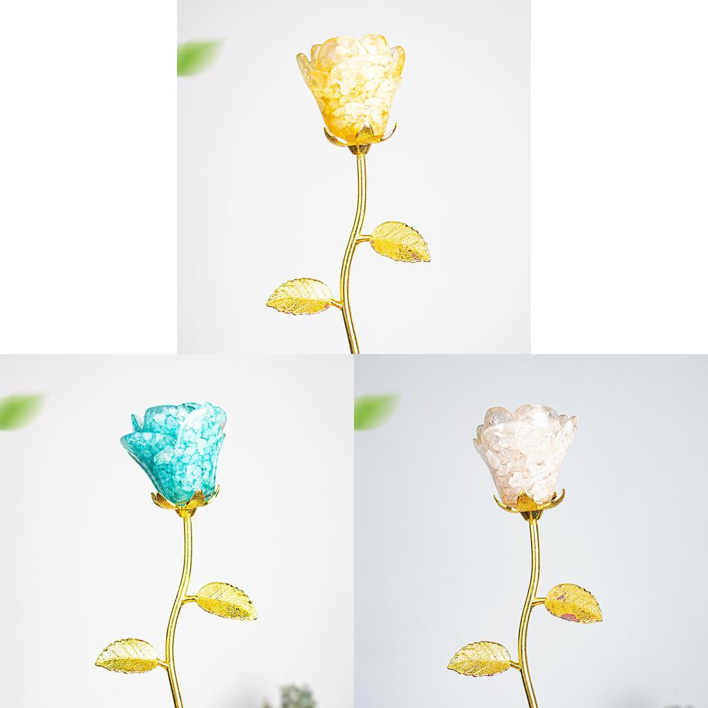White Crystal Rose Handcrafted Crystal Wands Gift For Lovers And Couples