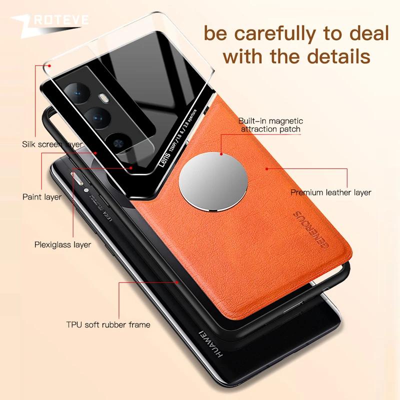 RealmeC65 Case Zroteve PU Leather Car Magnetic Hard PC Cover For OPPO Realme C65 C67 RealmeC67 Global Shockproof Phone Cases