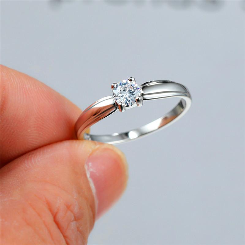 

Wish European and American sterling silver S silver whole body silver diamond four claw round diamond simple personality classic ring wedding ring No. 11