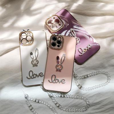 OPPO A78 Anti-fall Cartoon Rabbit Rhinestone Case - Fashionable DIY Bracelet for Women.