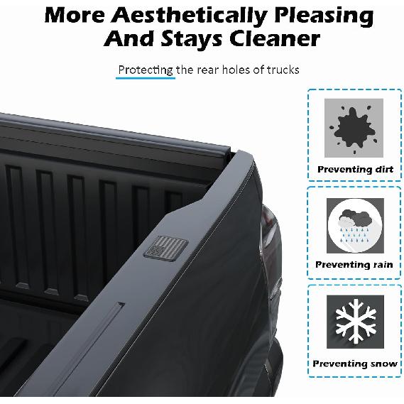 Ram 1500 American Flag Stake Pocket Covers, Rear Truck Bed Rail Stake Pocket Cover Compatible with      2024 2025 Dodge Ram 1500 2500 Accessories(Set