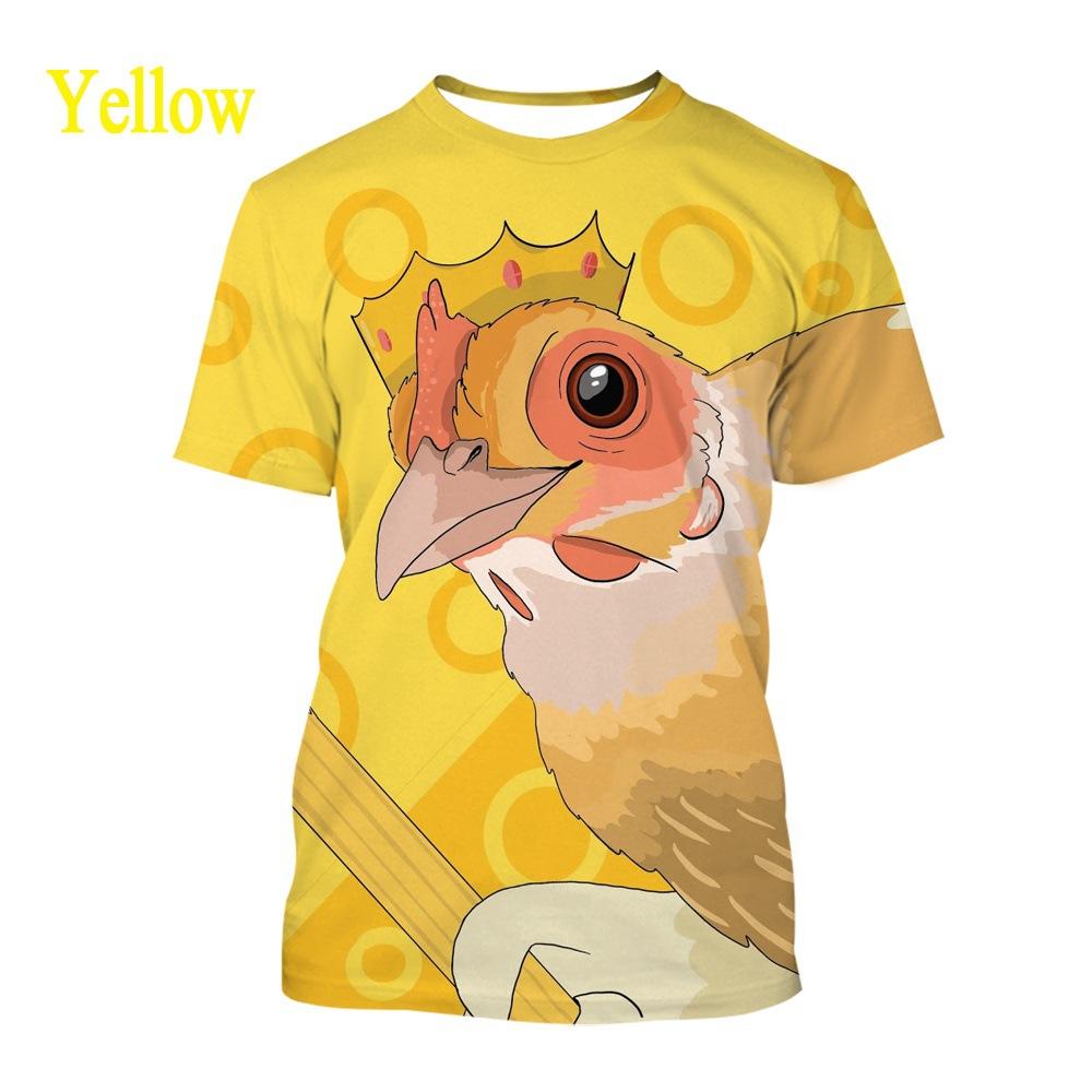Chicken 3D Printed Short Sleeved T-shirt Summer Breathable Polyester Simple Round Neck Top