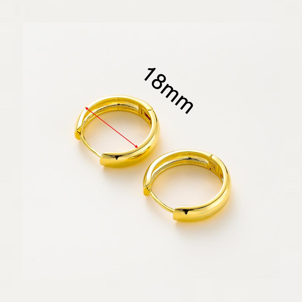 14K 18K Gold Plated Round Circle Gold Plated Hoop Earrings For Women Korean Fashion Ring Earrings Jewelry Accessories