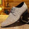 New Designer Britain Gentleman Glitter Sequin Leather Oxford Shoes For Men Wedding Prom Homecoming Party Performance Footwear