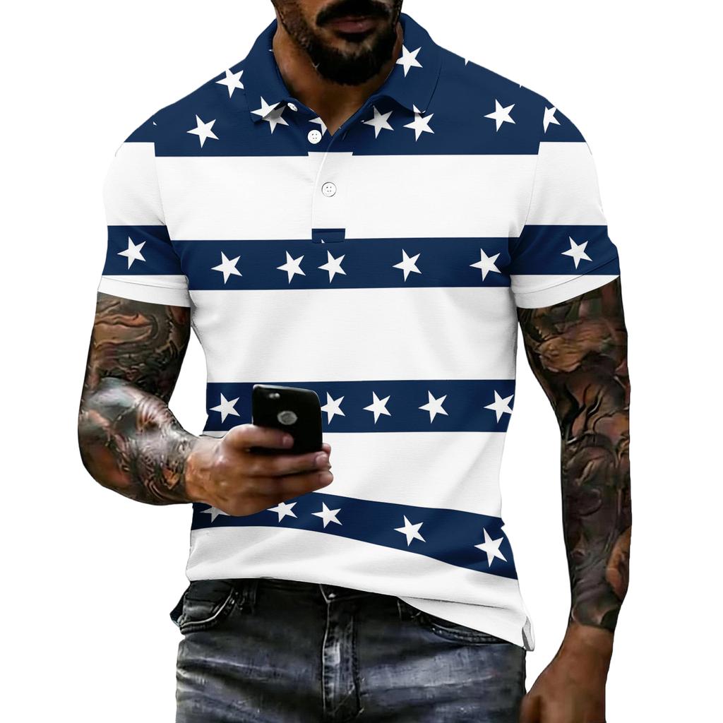 Men's Short Sleeve Polo Shirt 250th Anniversary Commemorative USA Flag Print Patriotic Sports Shirt 1776 to 2026 Celebration Apparel
