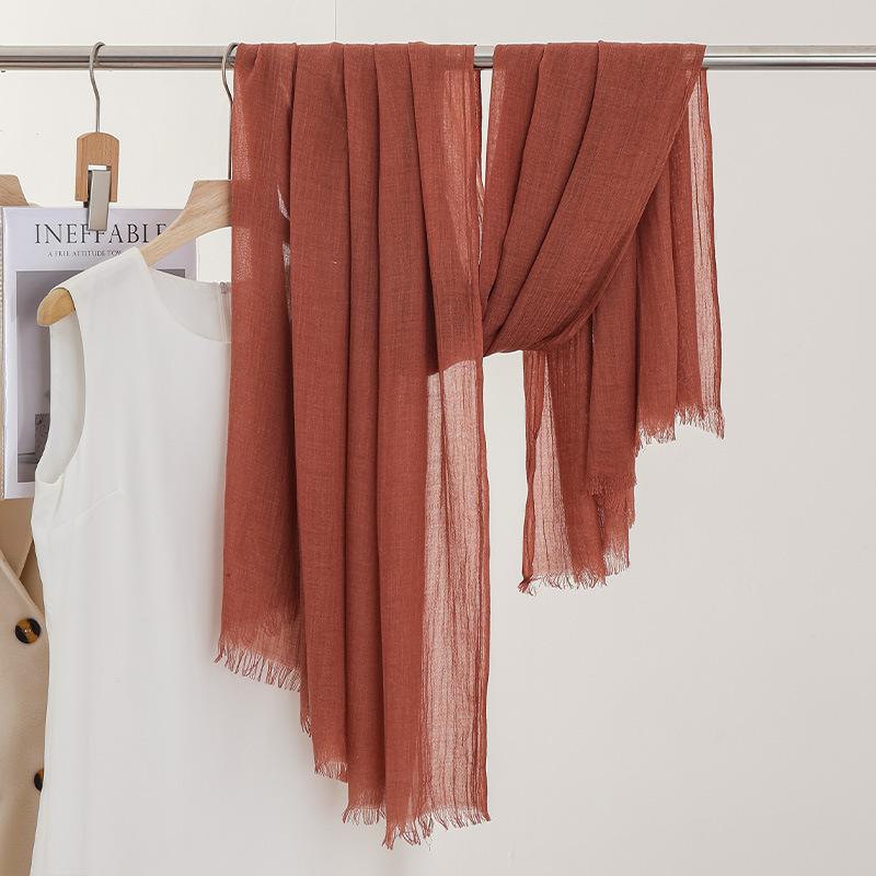 Monochrome Thin Scarf Women'S Sunscreen Shawl Solid Color Simple Imitation Cotton And Linen Silk Scarf High-End Yarn
