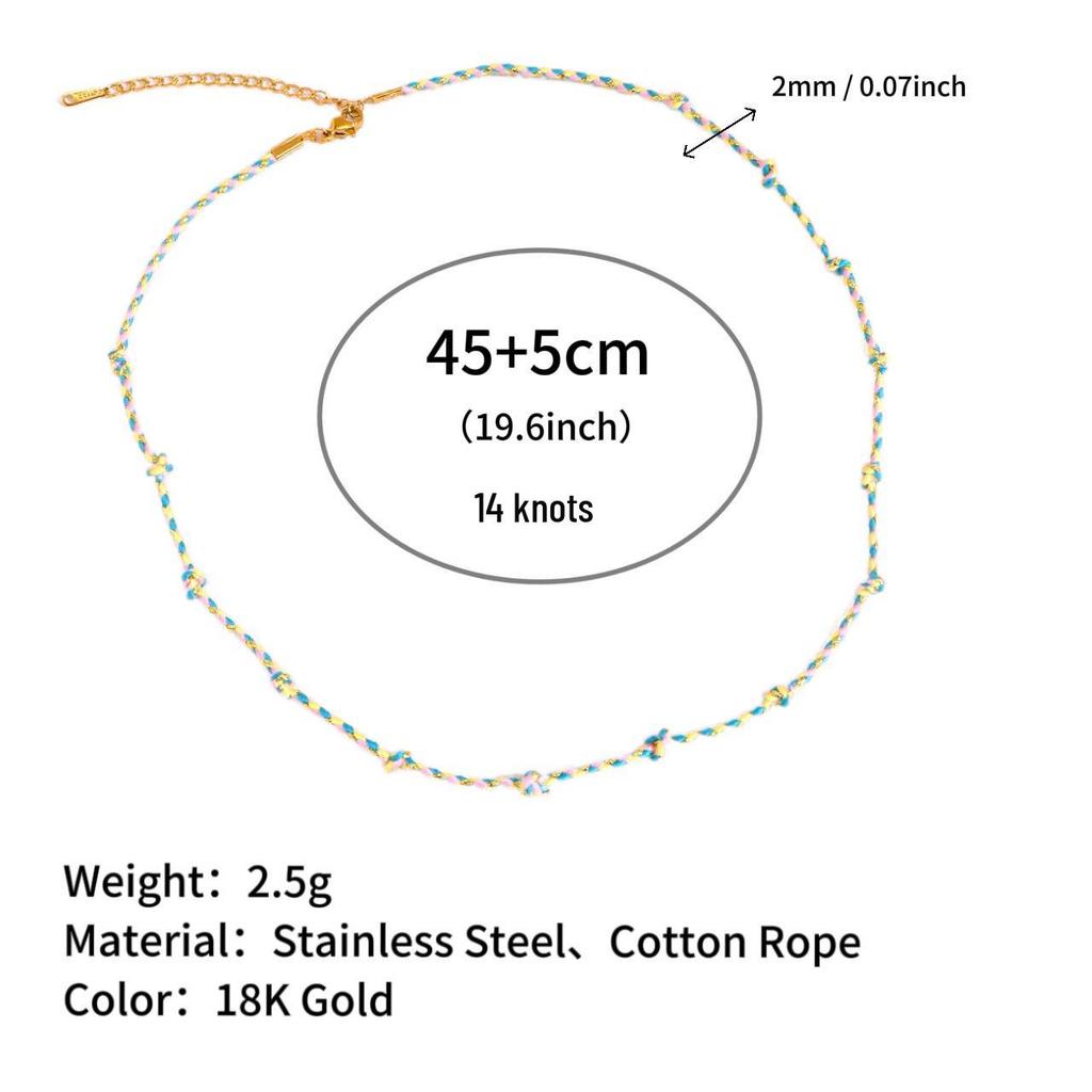 Colorful Dopamine Hot Girl Beach Necklace - European & American Style Cotton Rope Chain
