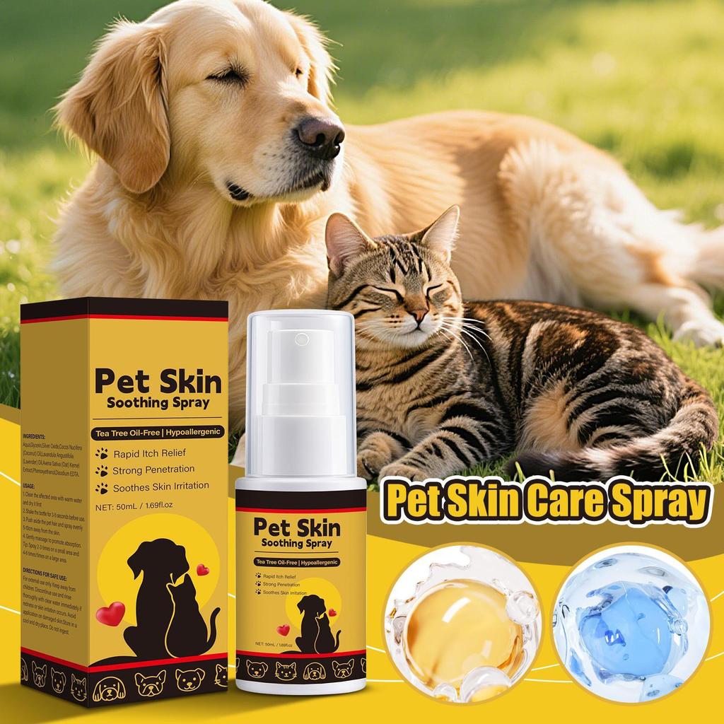 Pet Skin Spray Dog & Cat Skin Care Spray, Soothing & Spray Softening Anti-Itch Cleansing Skin, Nourishing Soothing Spray