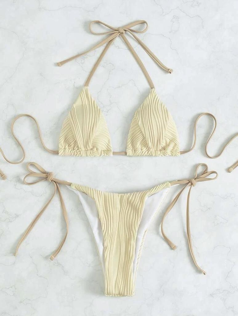 Farbe hinzugefügt, neue Kordelzug-Träger geteilter Bikini-Badeanzug Bikini