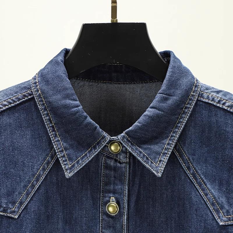 Autumn Denim Mid-Length Women's Long Sleeve Loose Shirt Outerwear