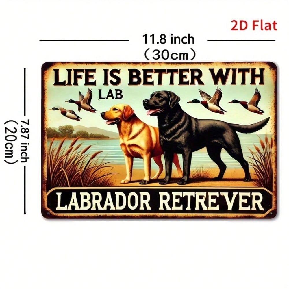 Vintage Labrador Retriever Blechschild Flaches Design Metallposter für Café Wand