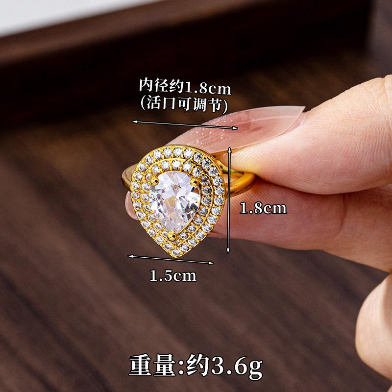 24K Gold Au999 Zircon-Inlaid Water Drop Necklace & Ring Set Women - Premium Pure Gold, Secure Zircon, Suitable For Daily