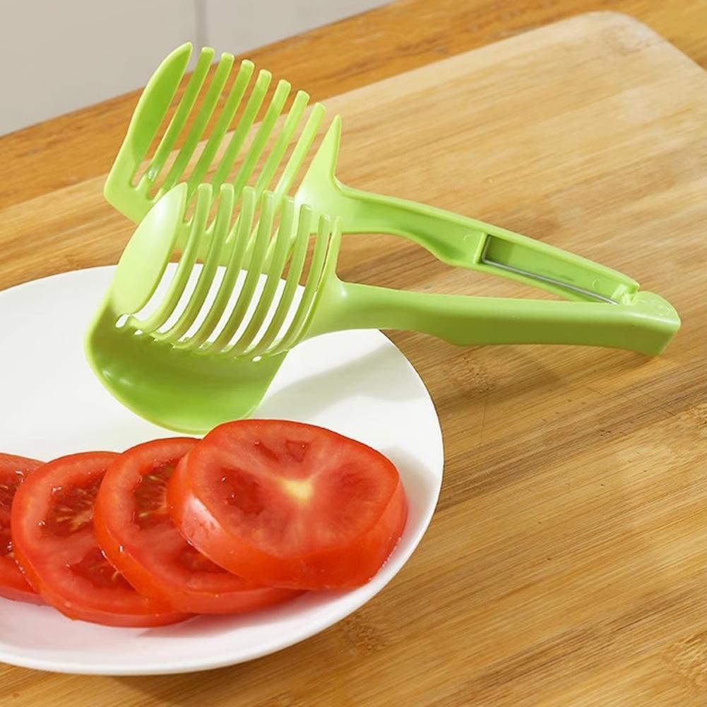 Fruit Onion Cutter Guide Tongs Lemon Slicers Holder Manual Round Fruit Cutter Slicers Household Kitchen Tool