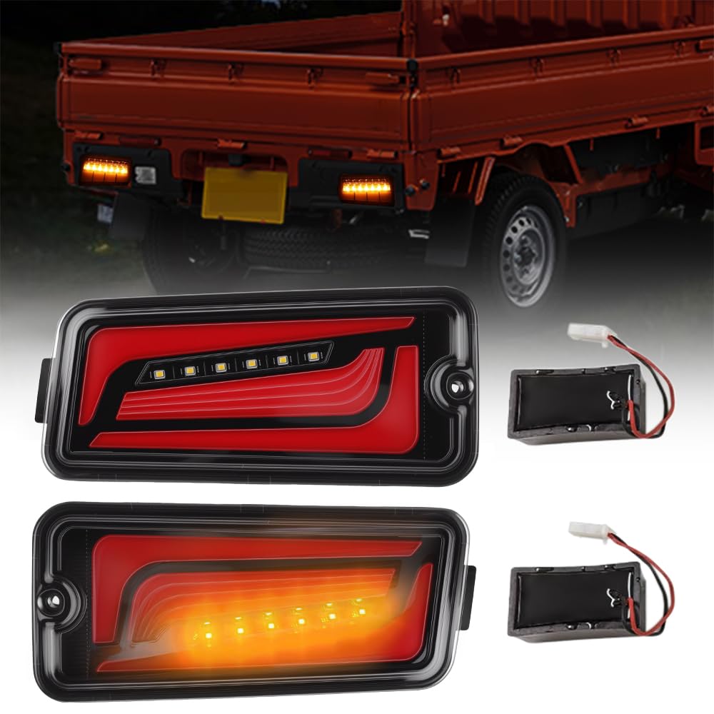 Syncnika LED Tail Lights for Hijet Truck Set of Compatible with Genuine and Black Red [New Design] Jumbo, 2, S500P/S510P (Early Model), Replacement,