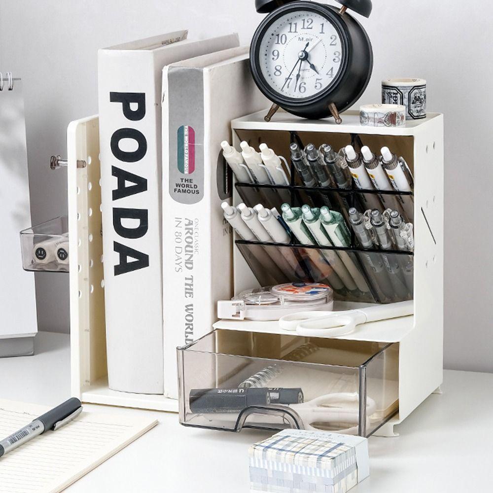 Large-Capacity Desktop Pen Holder Oblique Design Book Storage Rack Durable Desk Organizer  Home